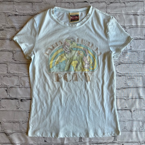 Vintage Y2K 2006 Mighty Fine Daddy I Want A Pony Baby Tee T-shirt Large - Picture 1 of 9